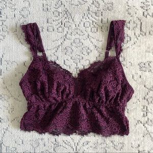 aerie Size M Lace Bralette Burgundy